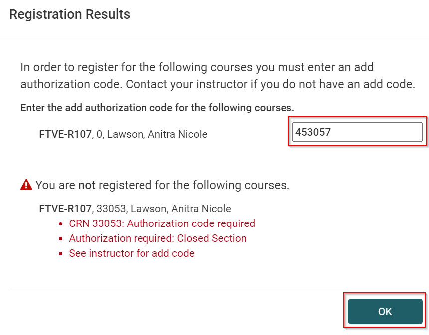 Registration Results